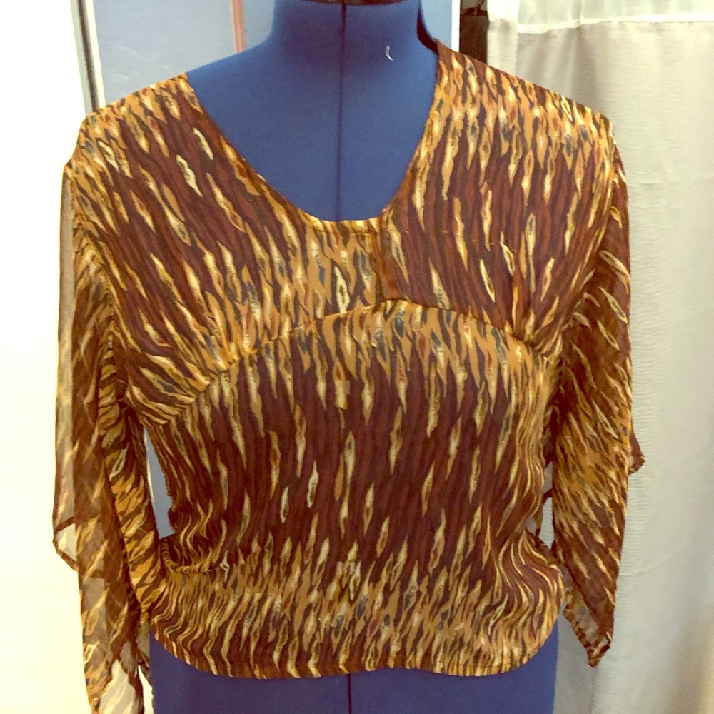 Women brown blouse with butterfly sleeves